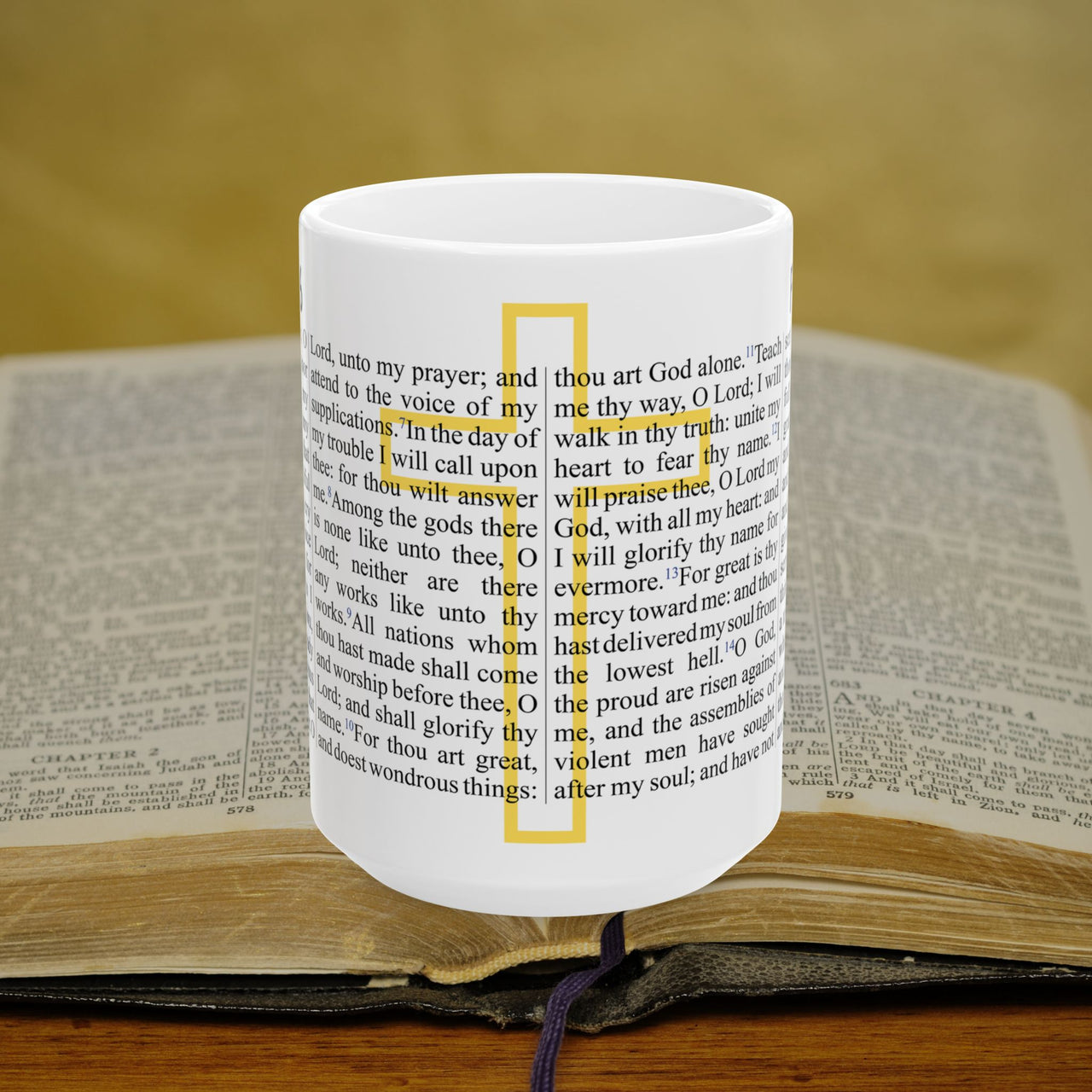 Psalm 86 Christian Coffee Mug - Full Text Bible Verse Gift - 15oz