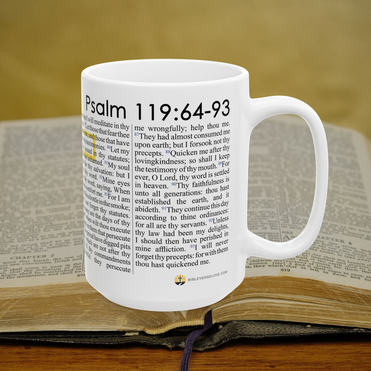Psalm 119:64-93 Christian Coffee Mug - Full Text Bible Verse Gift - 15oz