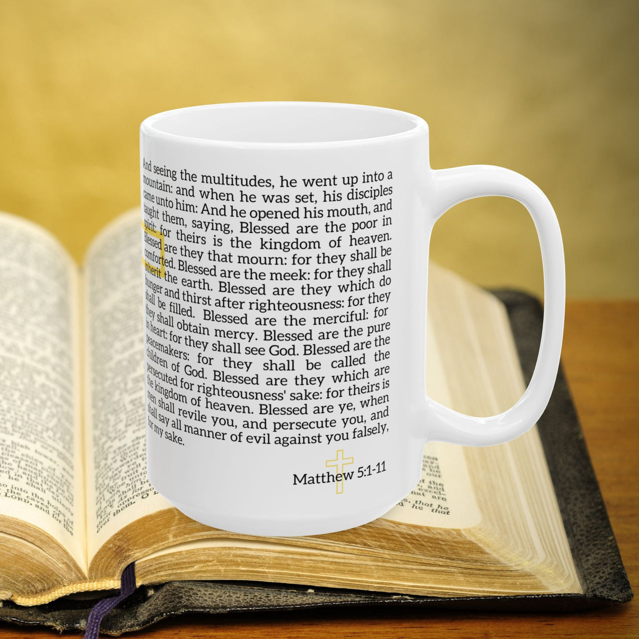 Matthew 5:1-11 Bible Verse Prayer 15oz Mug