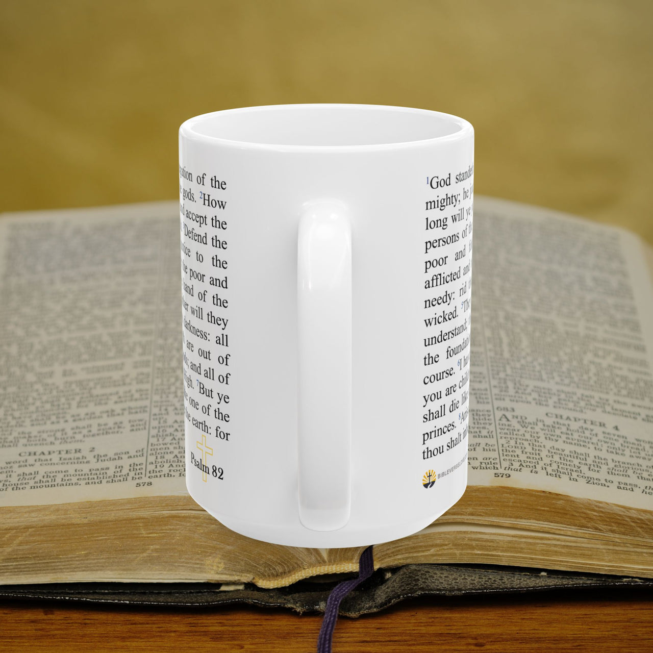 Psalm 82 Christian Coffee Mug - Full Text Bible Verse Gift - 15oz