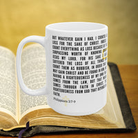 Thumbnail for Philippians 3:7-9 Bible Verse Prayer 15oz Mug