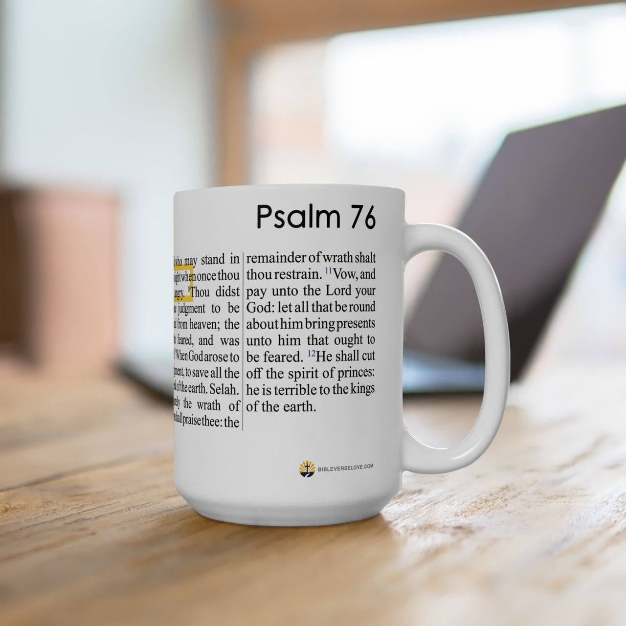 Psalm 76 Christian Coffee Mug - Full Text Bible Verse Gift - 15oz
