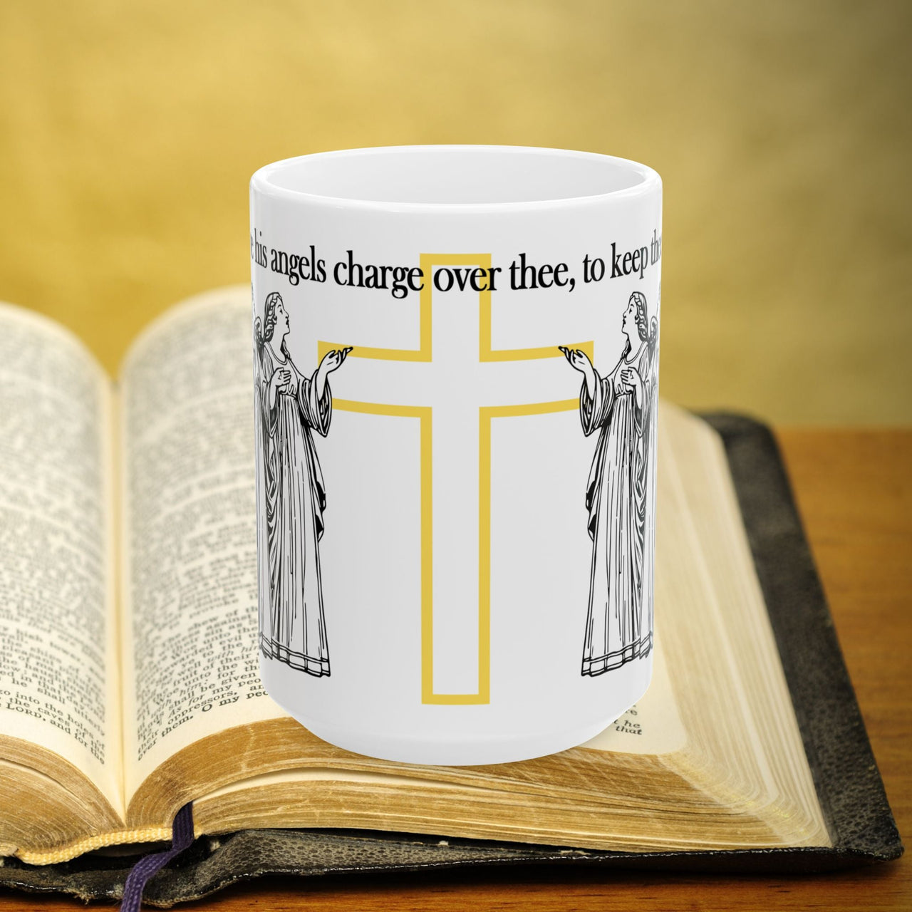 Psalm 91:11 With Angels 15oz Coffee Mug