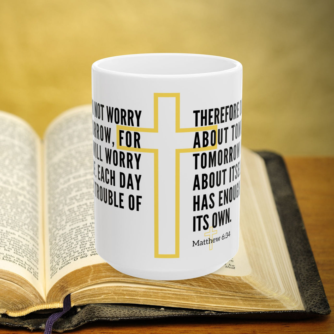 Matthew 6:34 Bible Verse Prayer 15oz Mug