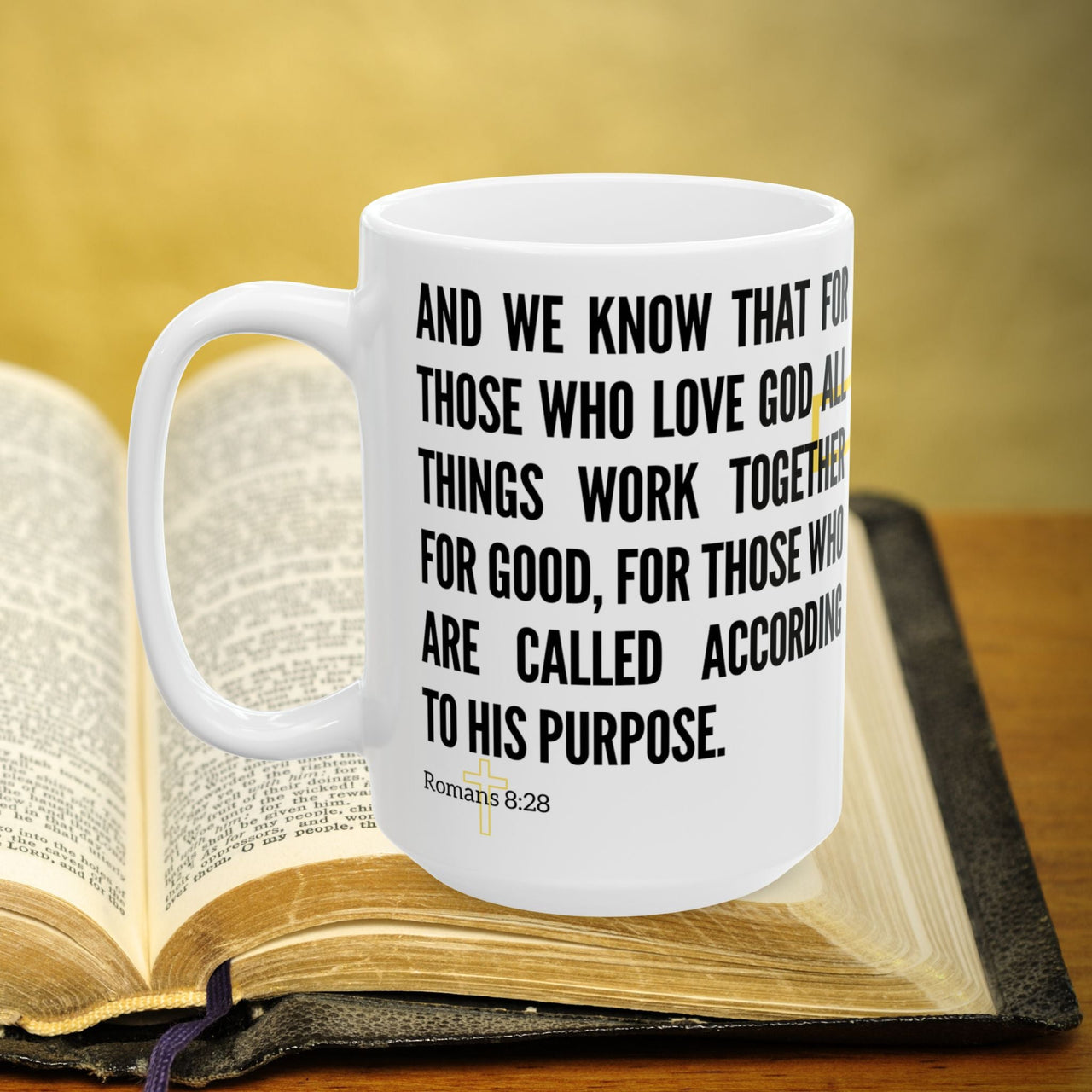 Romans 8:28 Bible Verse Prayer 15oz Mug