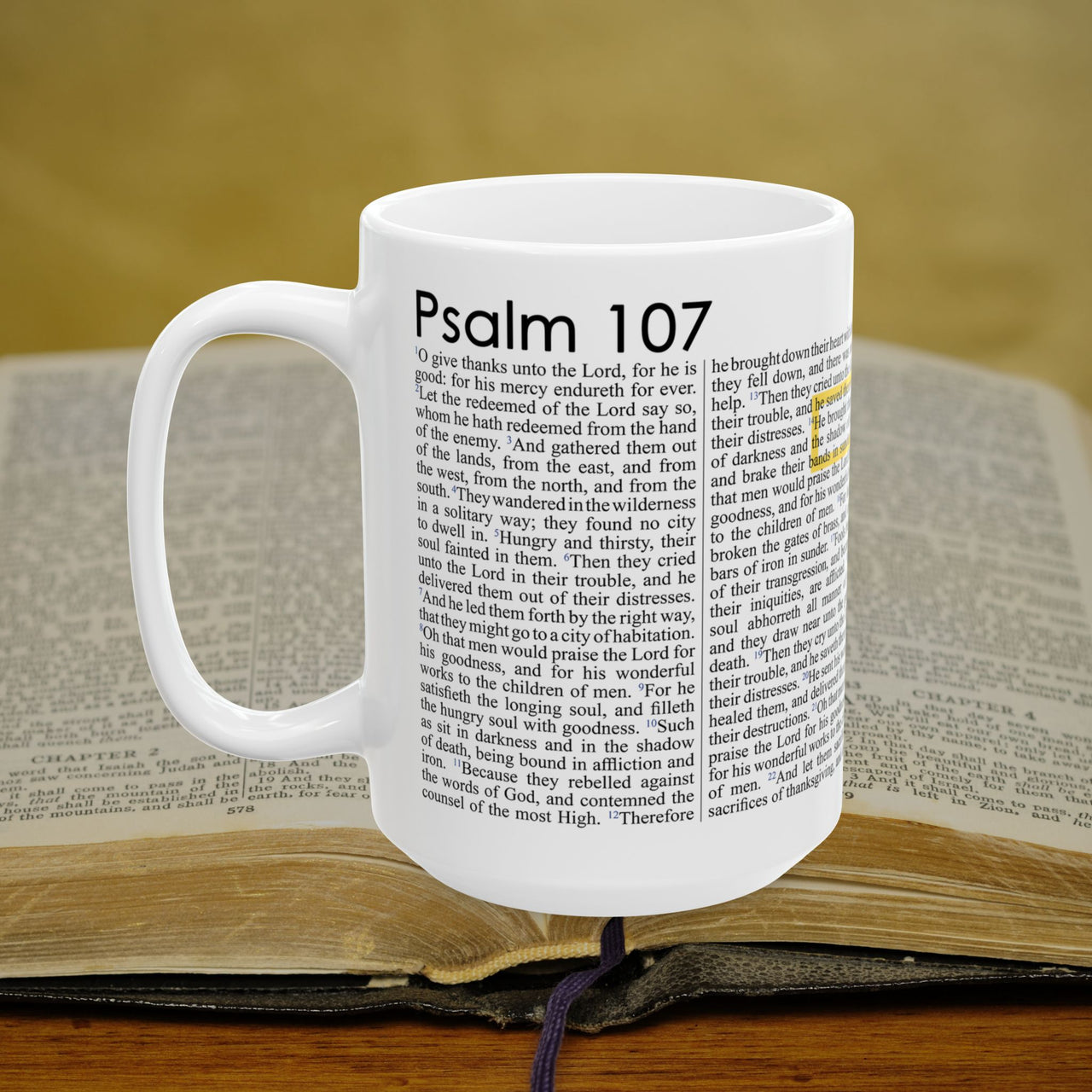 Psalm 107 Full Text - 15oz Coffee Mug
