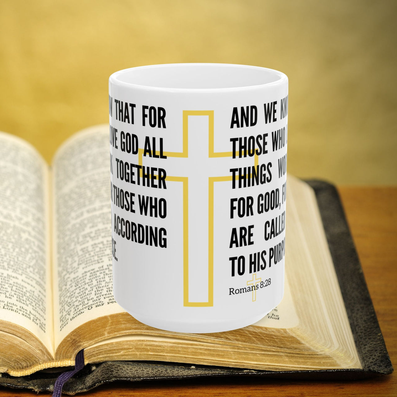 Romans 8:28 Bible Verse Prayer 15oz Mug