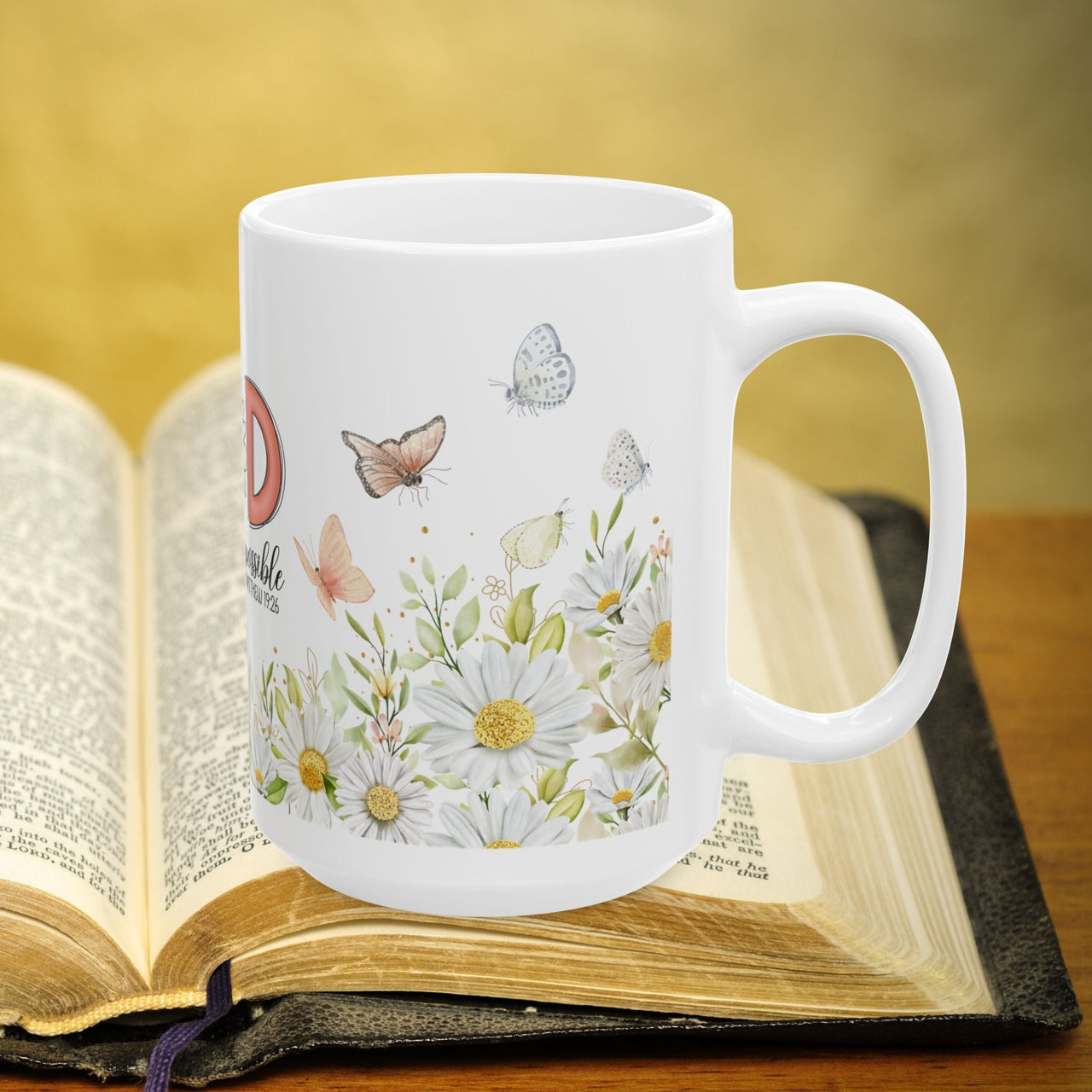 Matthew 19:26 Bible Verse Prayer 15oz Mug