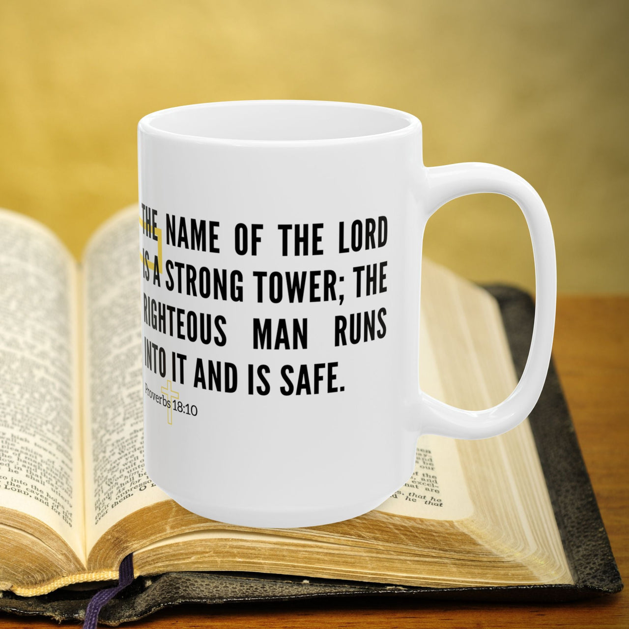 Proverbs 18:10 Bible Verse Prayer 15oz Mug