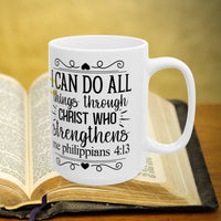 Thumbnail for Philippians 4:13 Bible Verse Prayer 15oz Mug