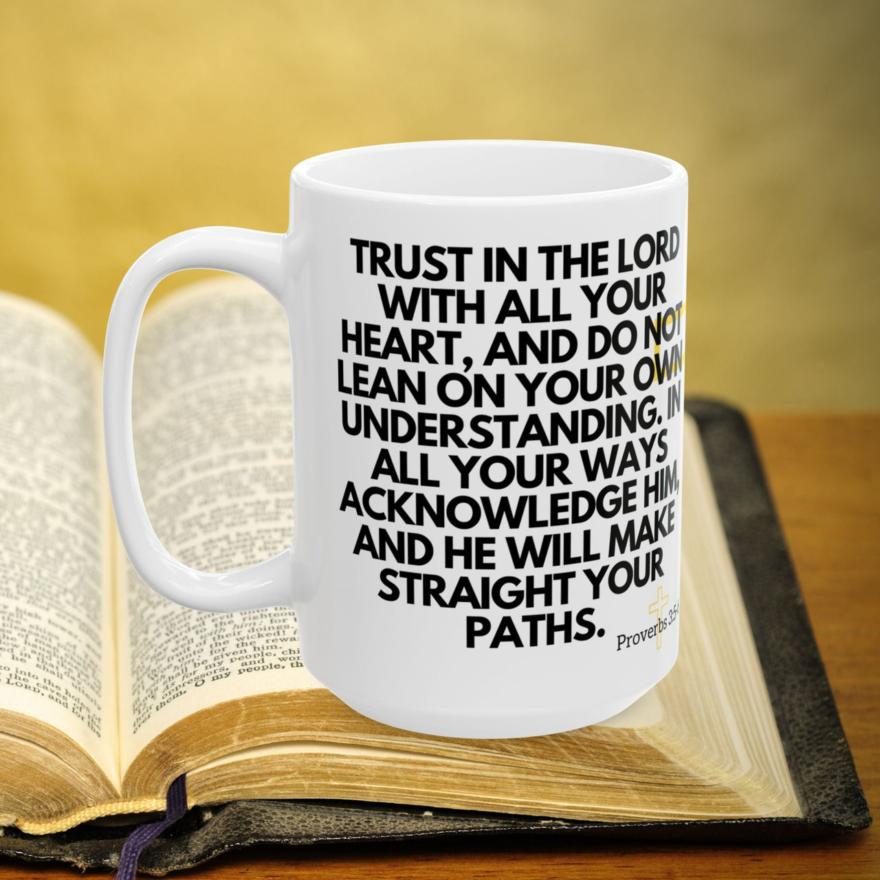 Proverbs 3:5-6 Bible Verse Prayer 15oz Mug