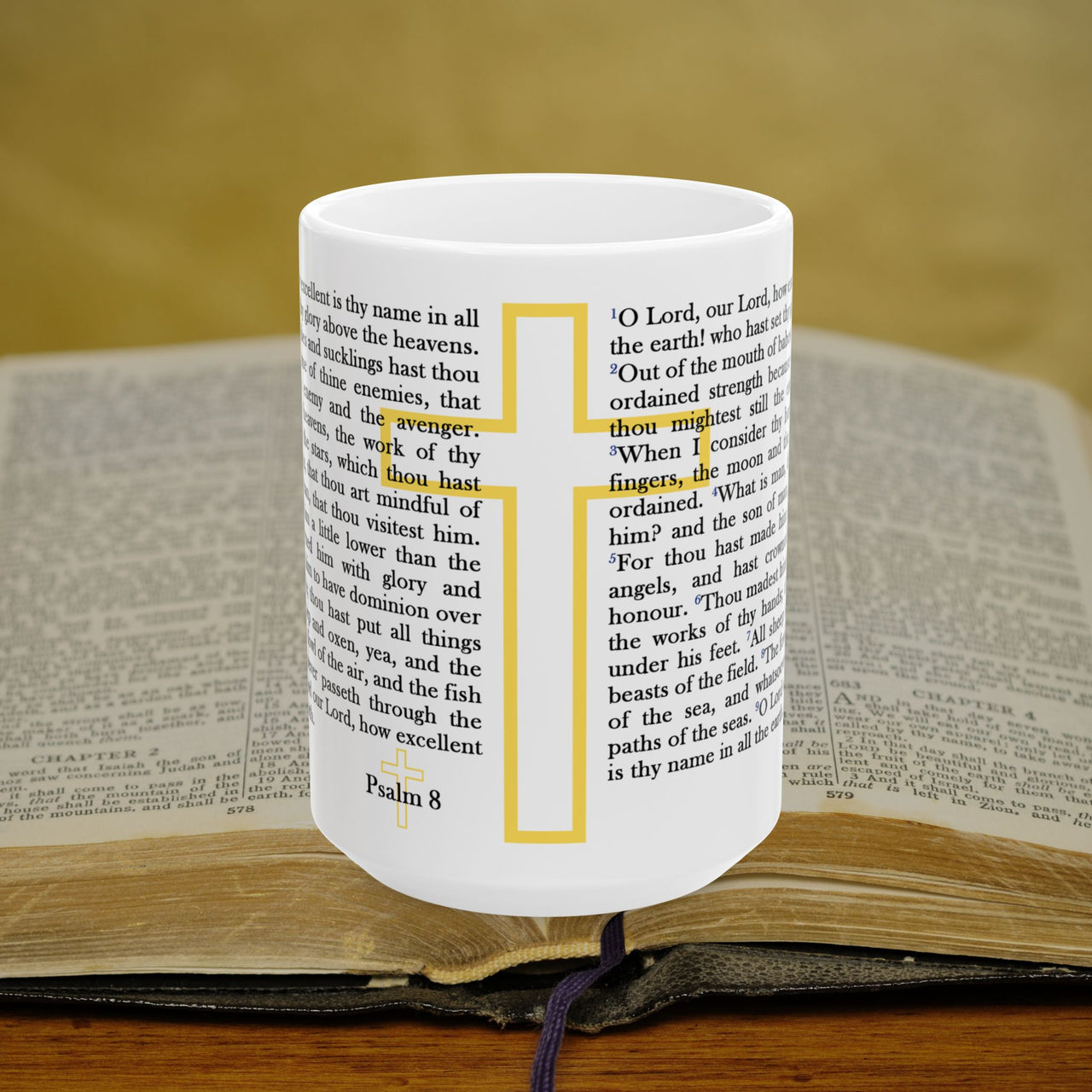 Psalm 8 Christian Coffee Mug - Full Text Bible Verse Gift - 15oz