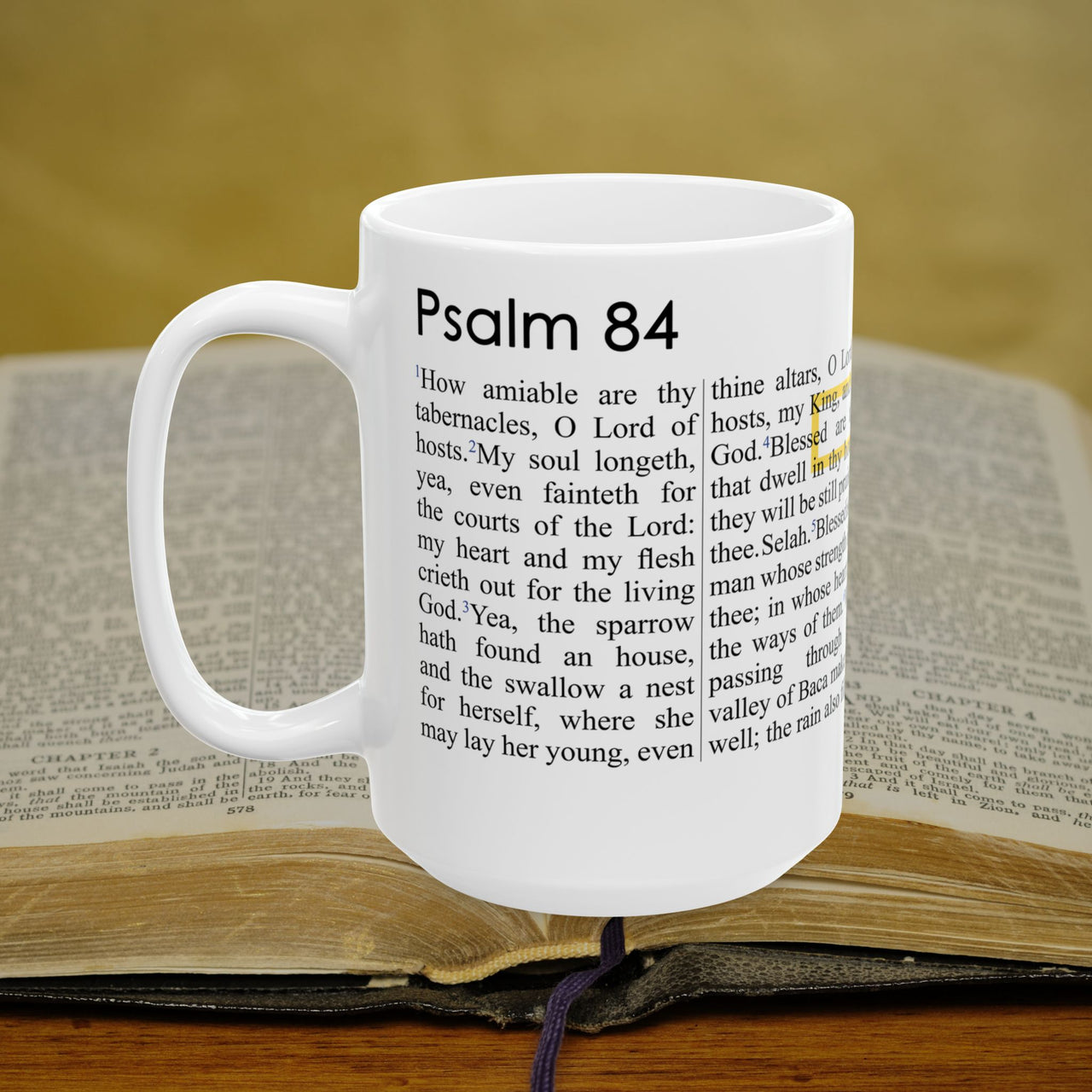 Psalm 84 Christian Coffee Mug - Full Text Bible Verse Gift - 15oz