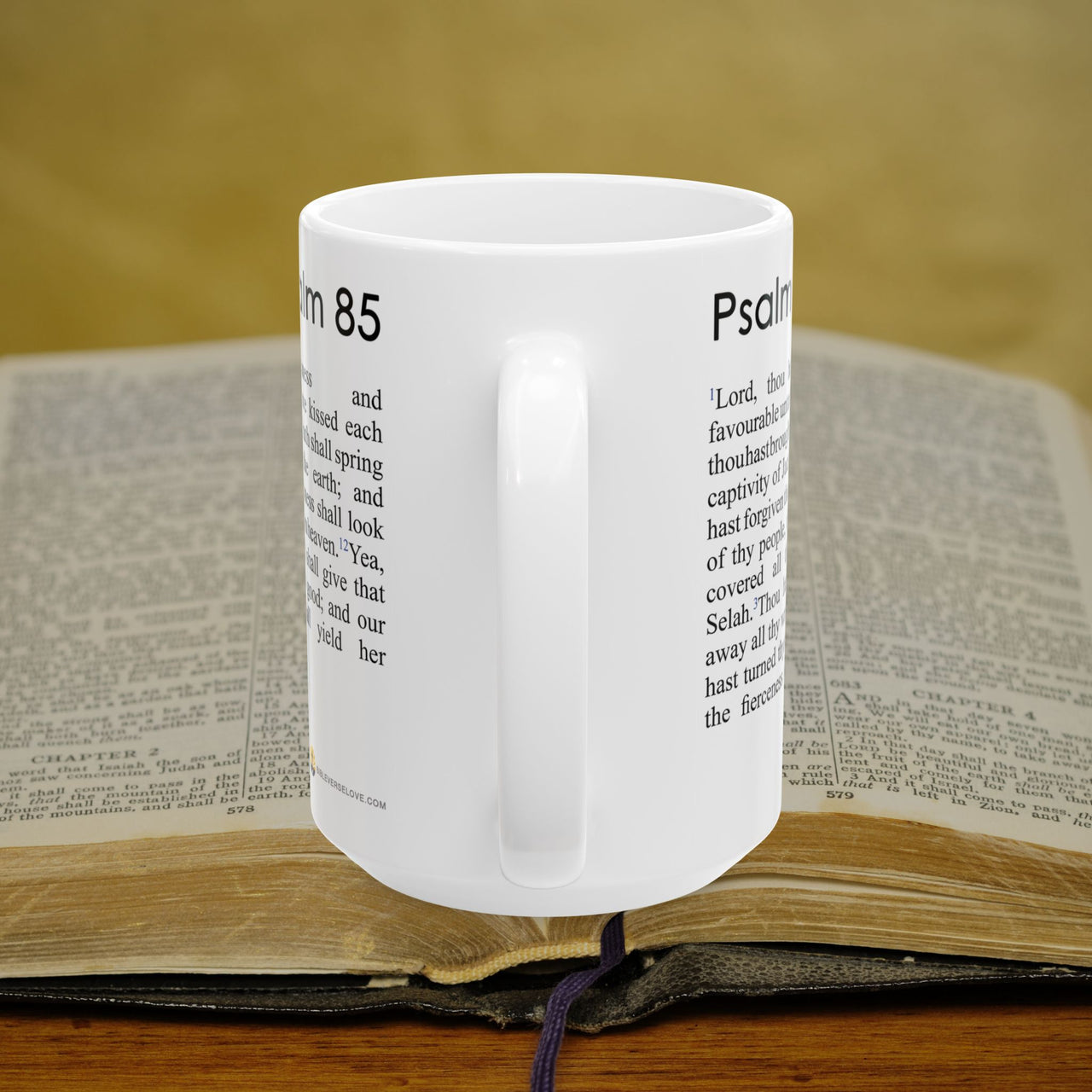 Psalm 85 Christian Coffee Mug - Full Text Bible Verse Gift - 15oz