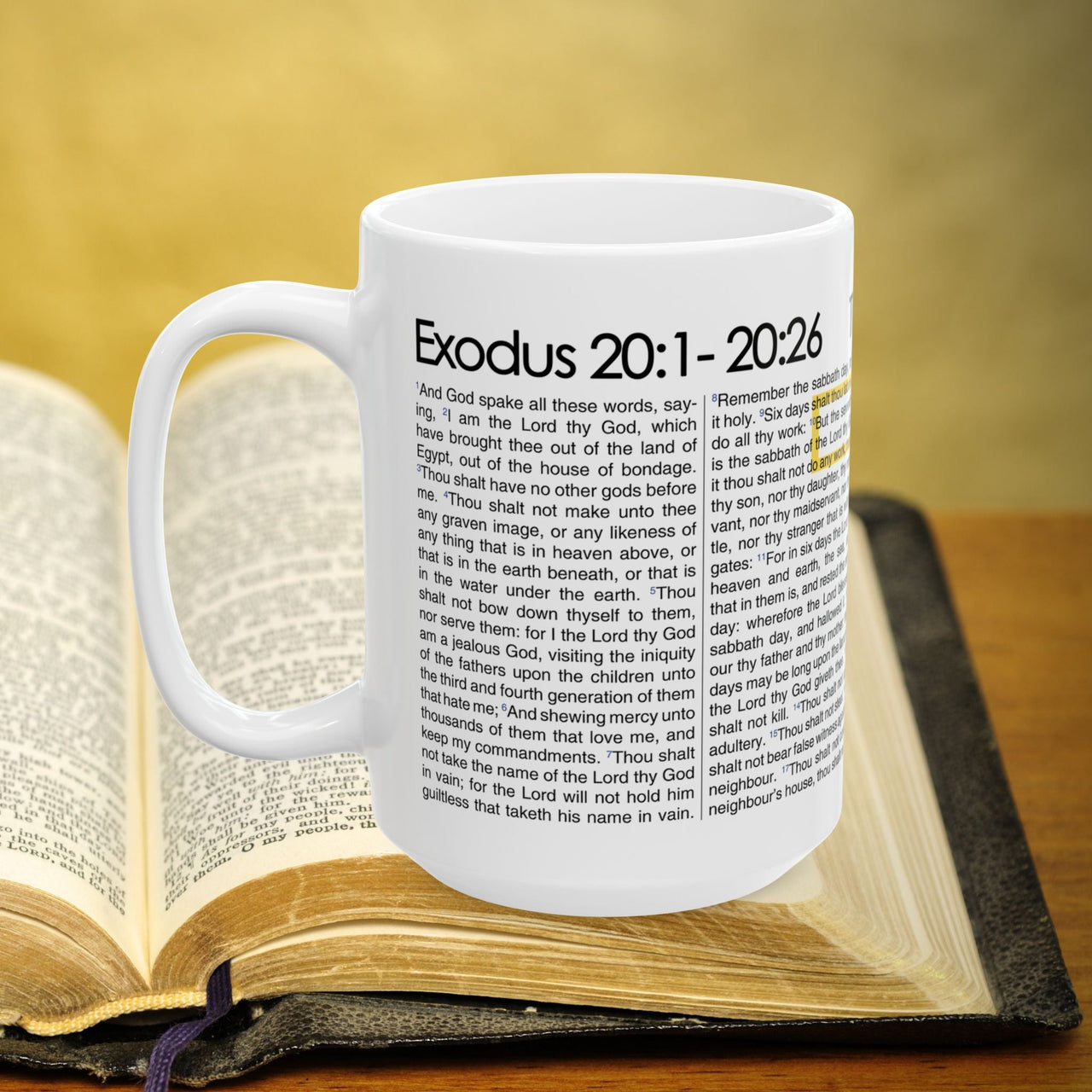 Exodus 20-1 - 20-26 (Ten Commandments) Bible Verse Full Text 15oz Coffee Mug