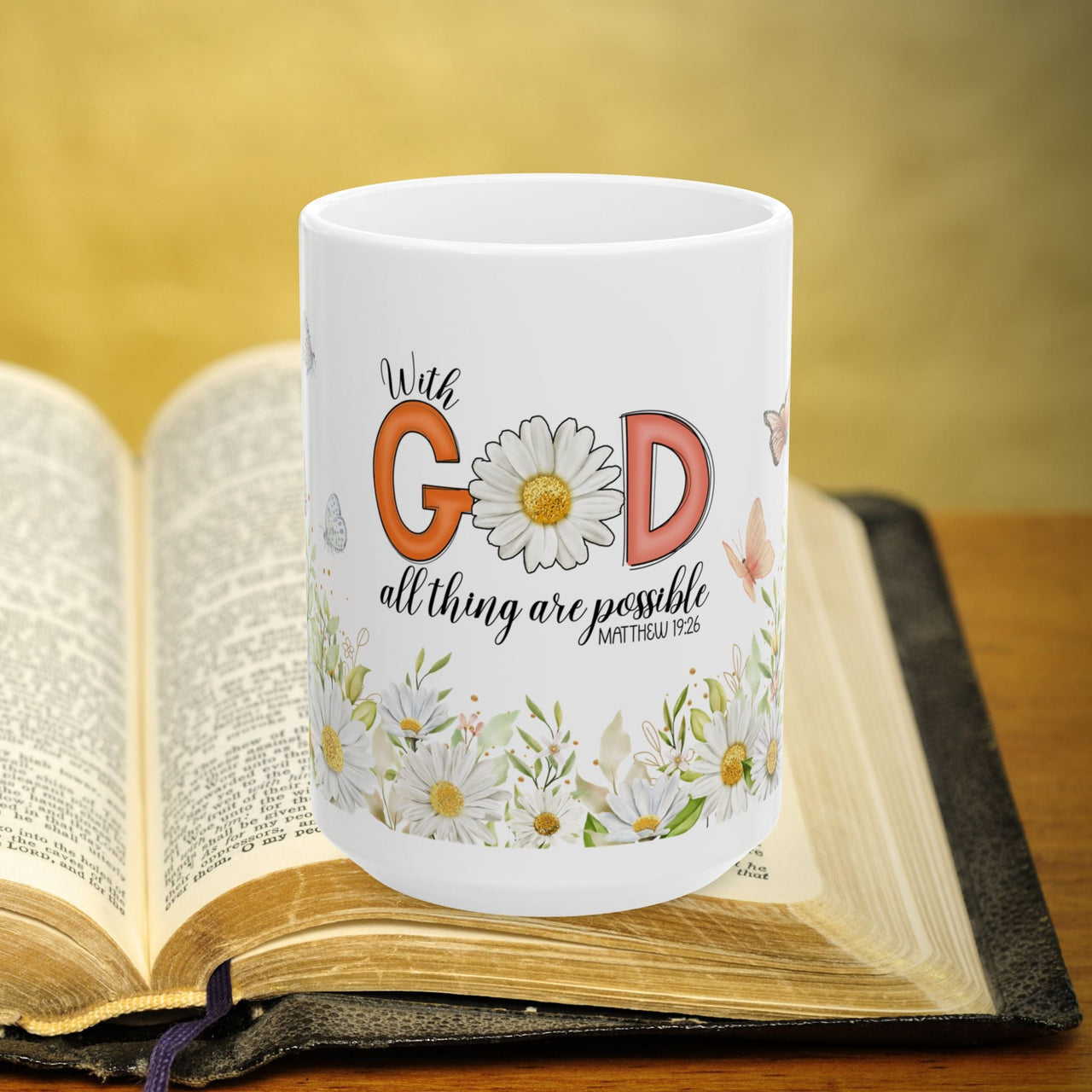 Matthew 19:26 Bible Verse Prayer 15oz Mug