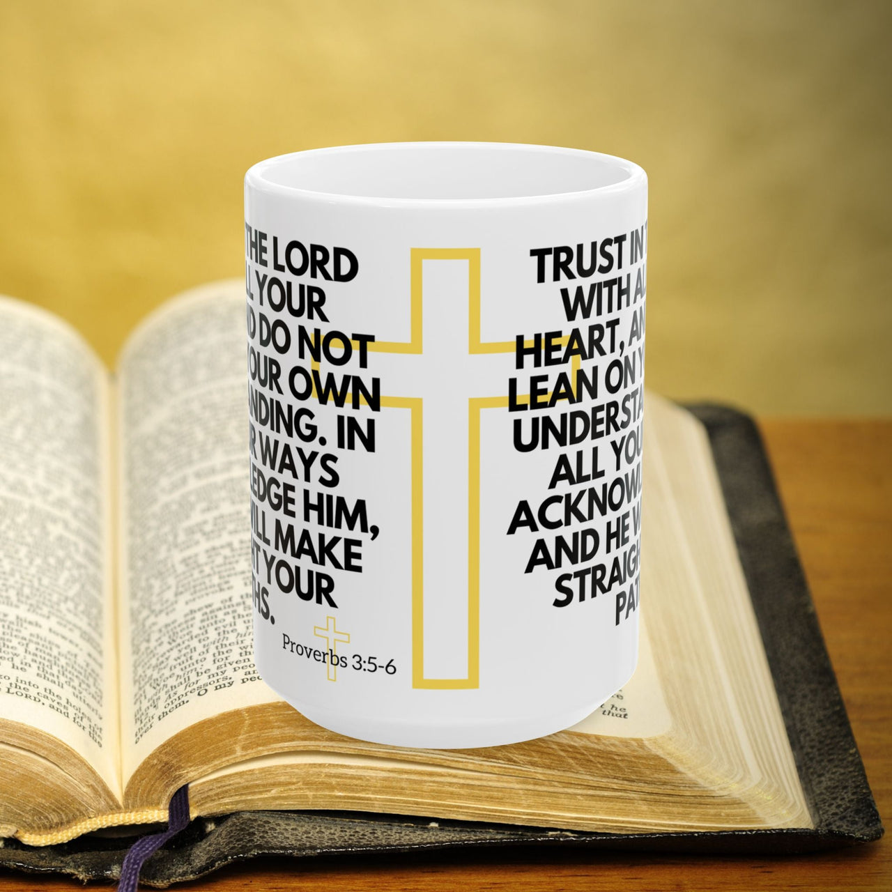 Proverbs 3:5-6 Bible Verse Prayer 15oz Mug