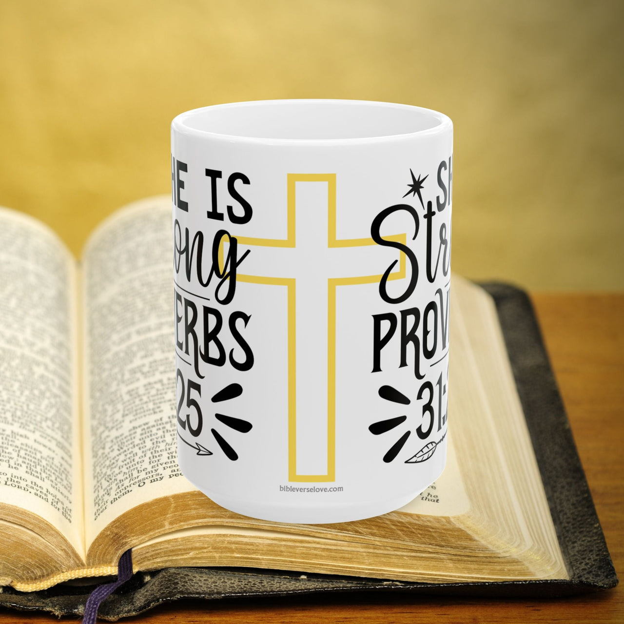 Proverbs 31:25 Bible Verse Prayer 15oz Mug