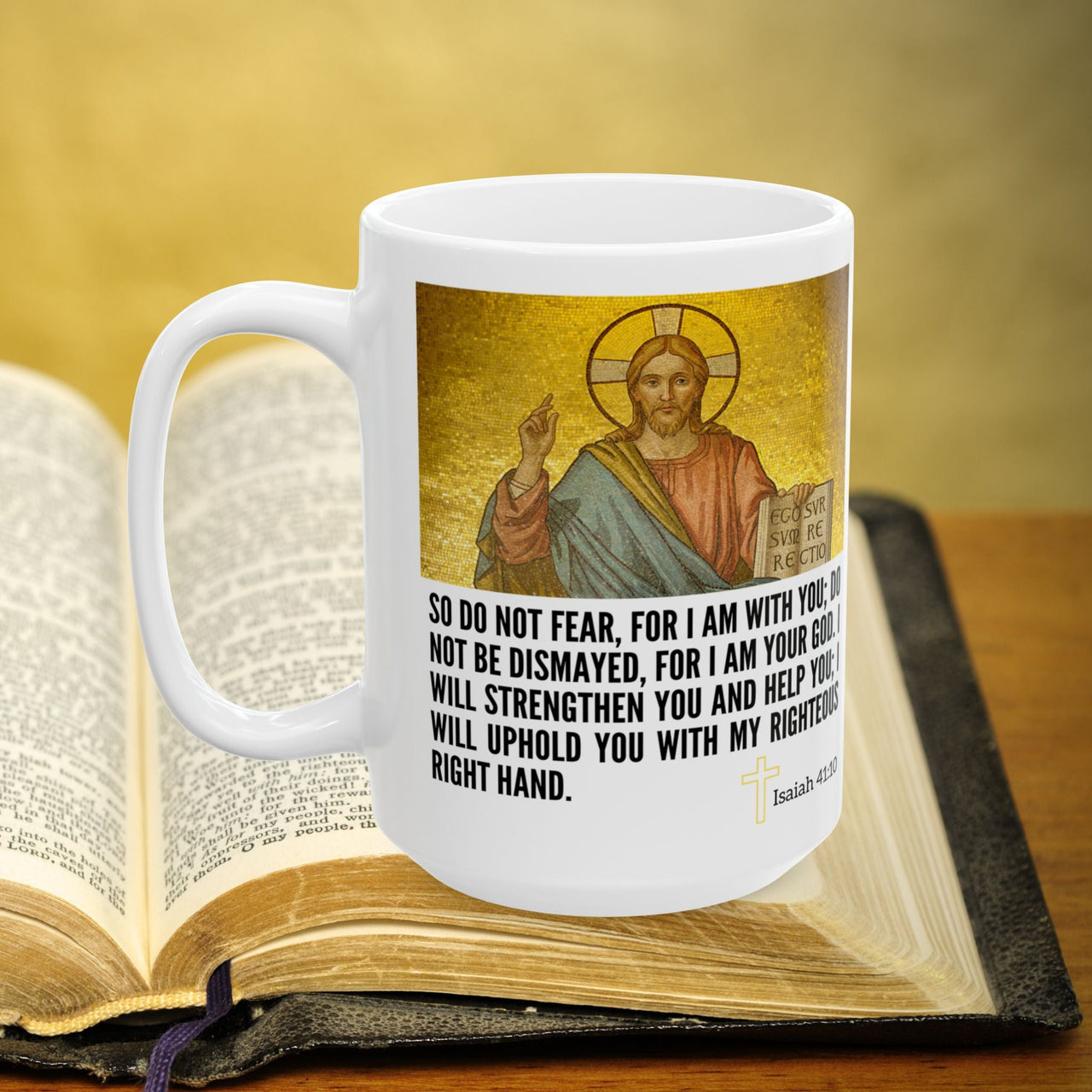 Isaiah 41:10 with Jesus Bible Verse Prayer 15oz Mug