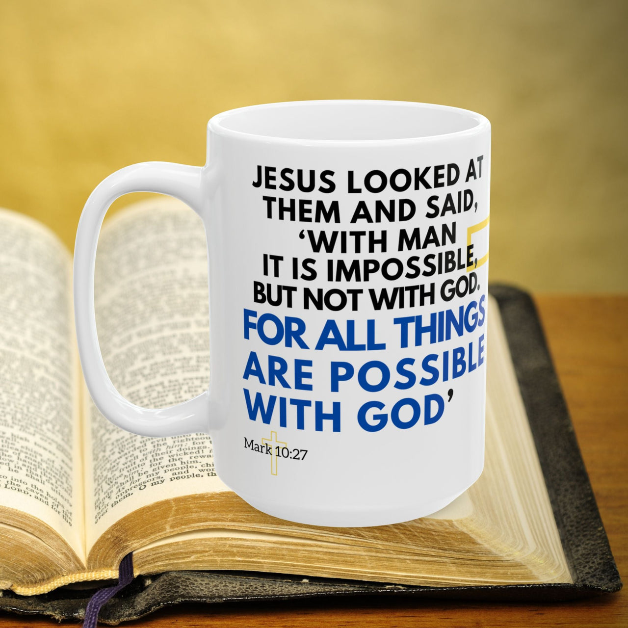 Mark 10:27 Bible Verse Prayer 15oz Mug