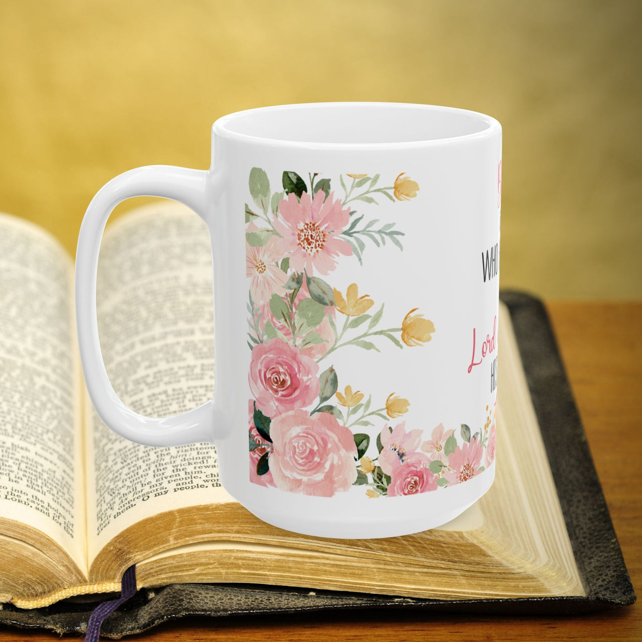 Blessed Is She - 15oz Coffee Mug Pink Floral