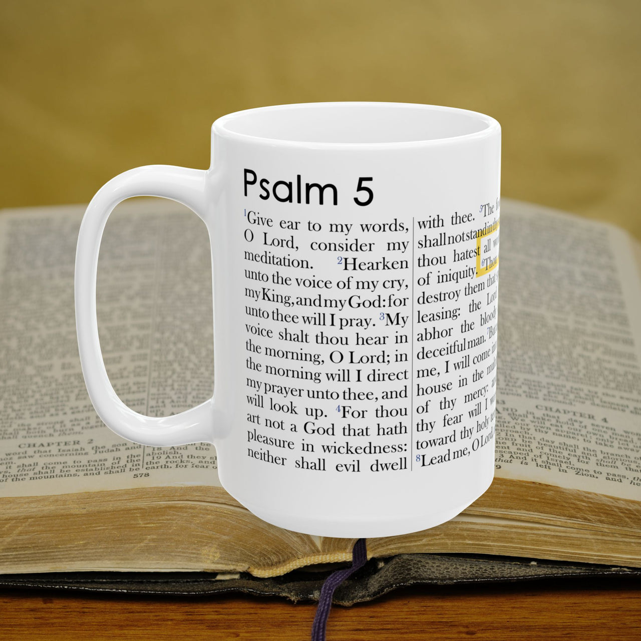 Psalm 5 Full Text - 15oz Coffee Mug