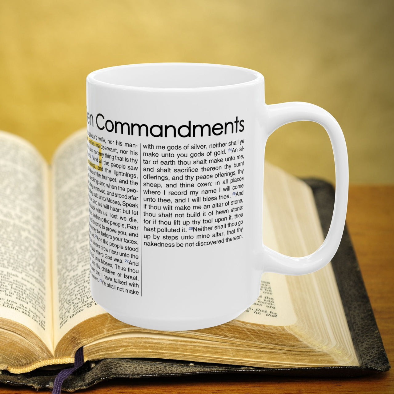 Exodus 20-1 - 20-26 (Ten Commandments) Bible Verse Full Text 15oz Coffee Mug