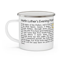 Enamel Coffee Mug — Martin Luther’s Morning & Evening Prayer with Cross (Camping Coffee Cup)