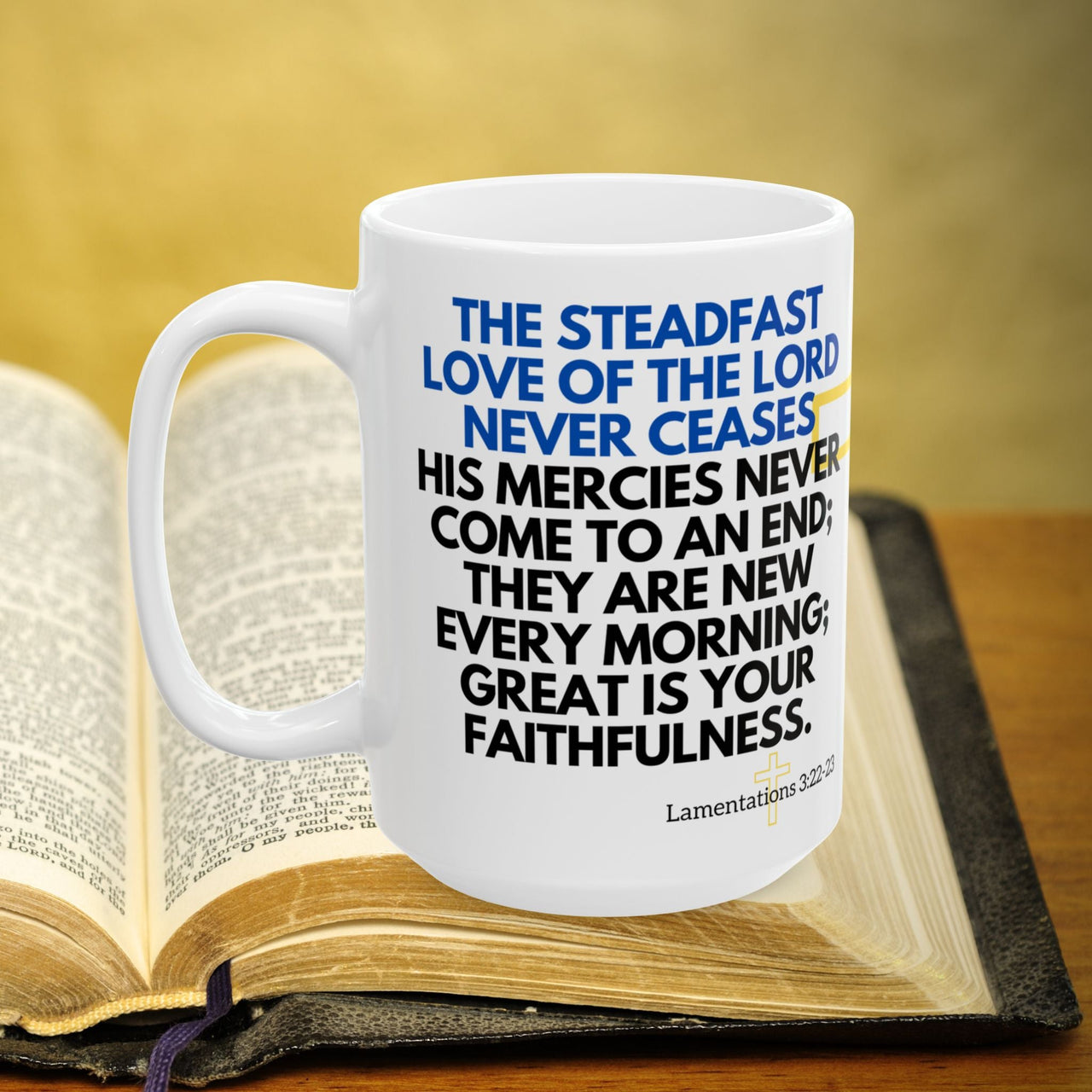 Lamentations 3:22-23 Bible Verse Prayer 15oz Mug