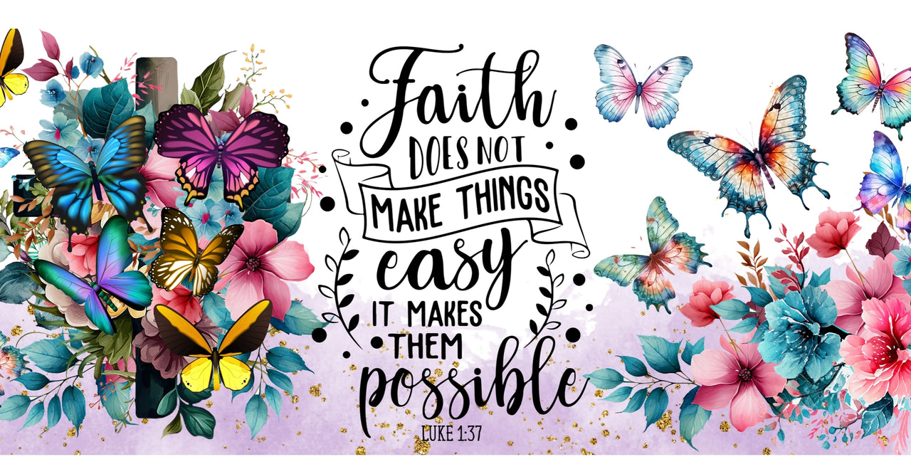 a watercolor painting of flowers and butterflies with a bible verse