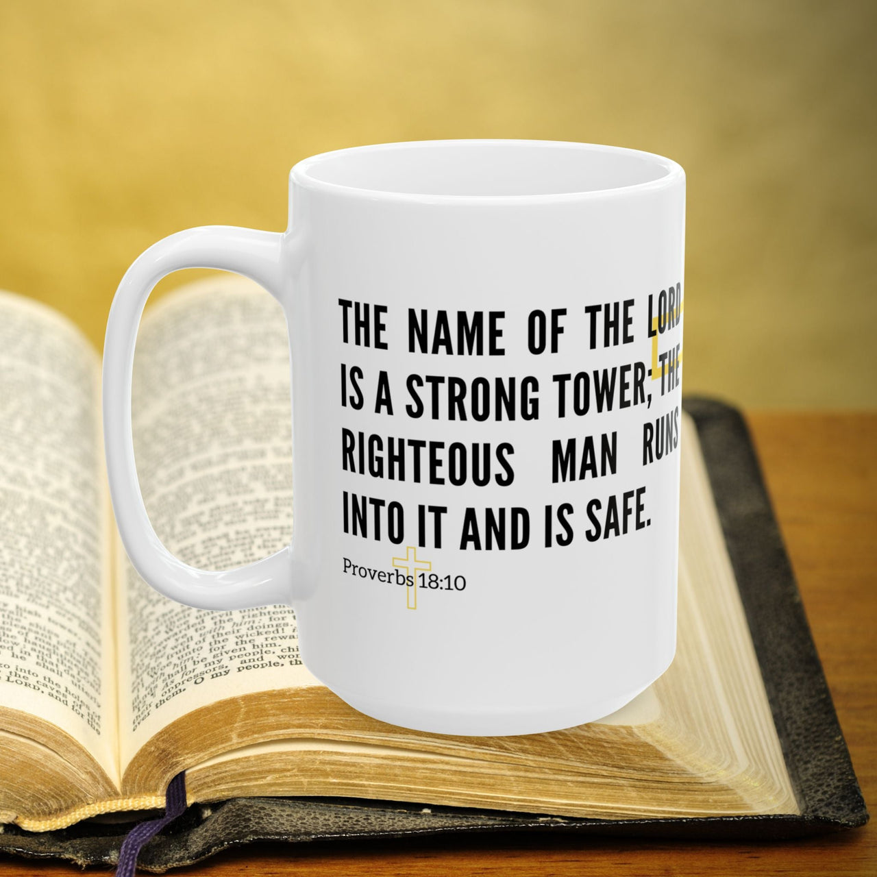 Proverbs 18:10 Bible Verse Prayer 15oz Mug