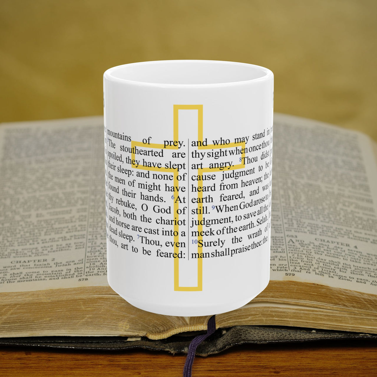 Psalm 76 Christian Coffee Mug - Full Text Bible Verse Gift - 15oz