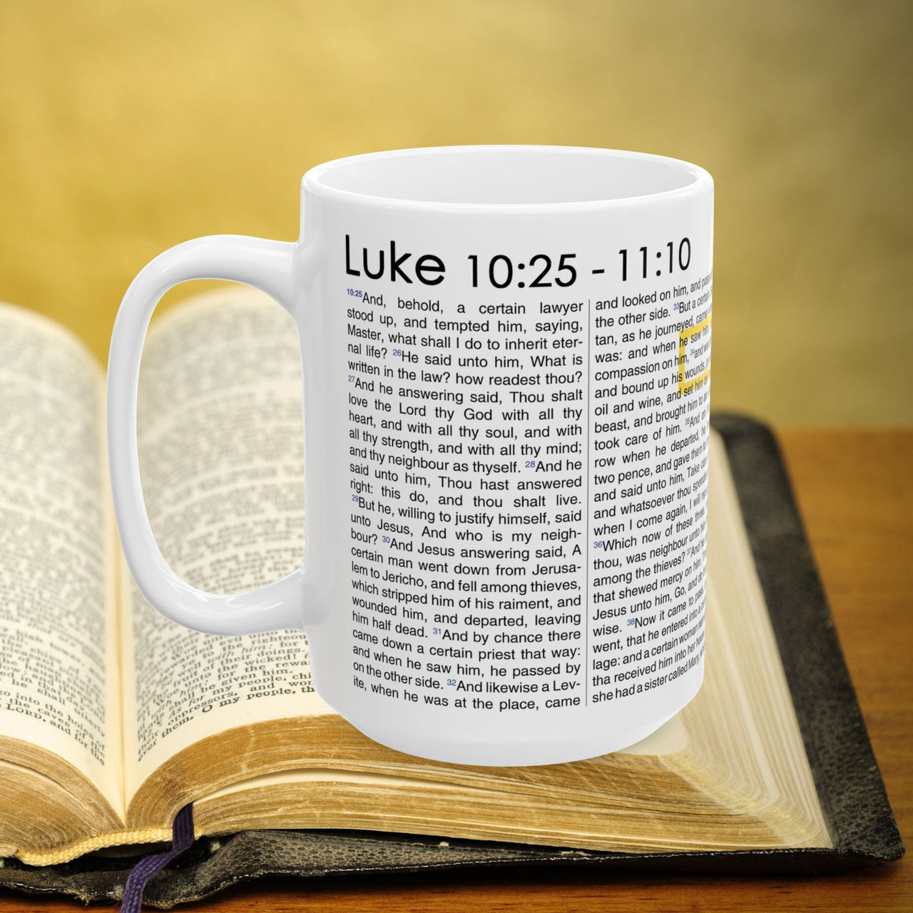 Luke 10:25 to 11:10 Bible Verse Prayer 15oz Mug