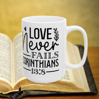 Thumbnail for 1 Corinthians 13:8 Bible Verse Prayer 15oz Mug