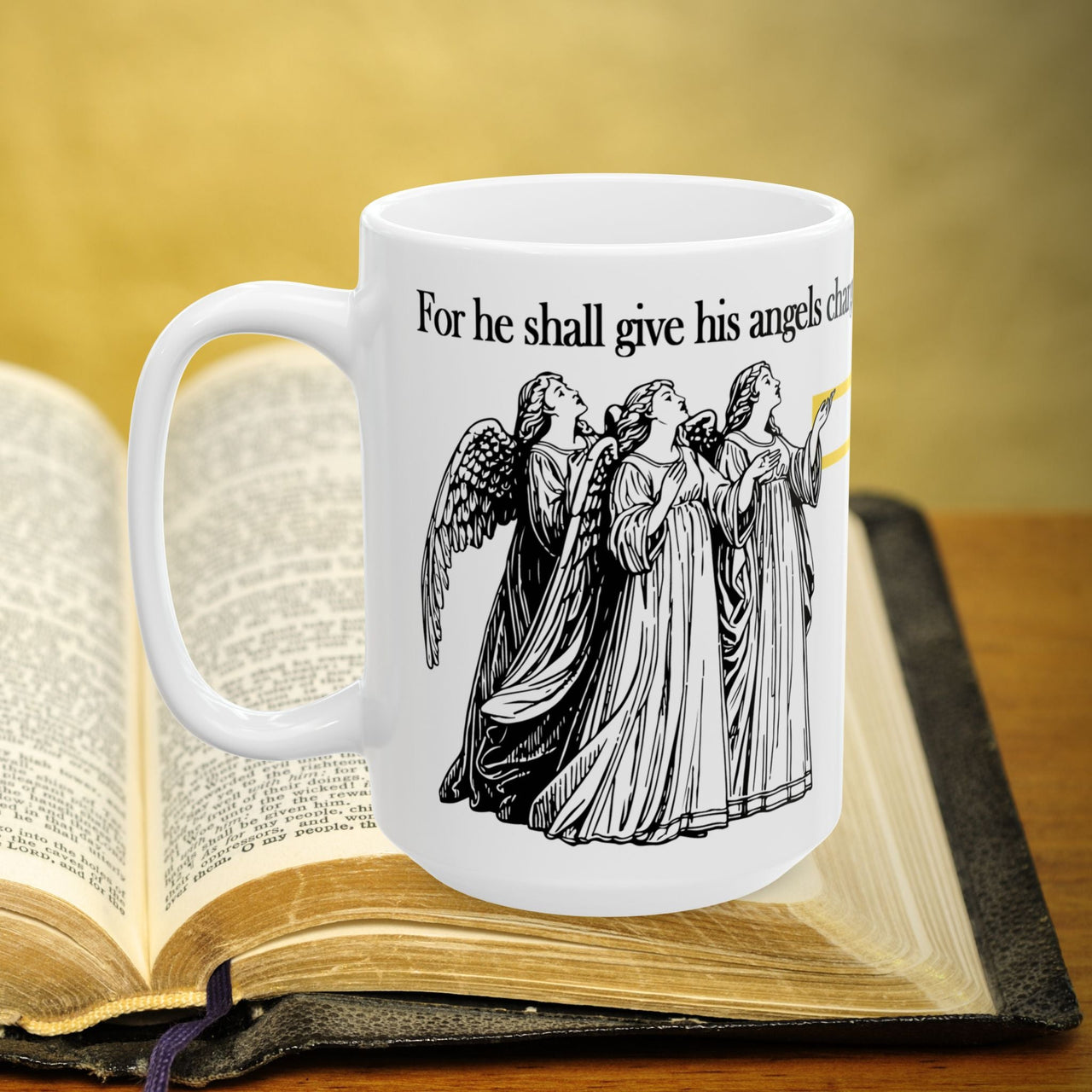 Psalm 91:11 With Angels 15oz Coffee Mug