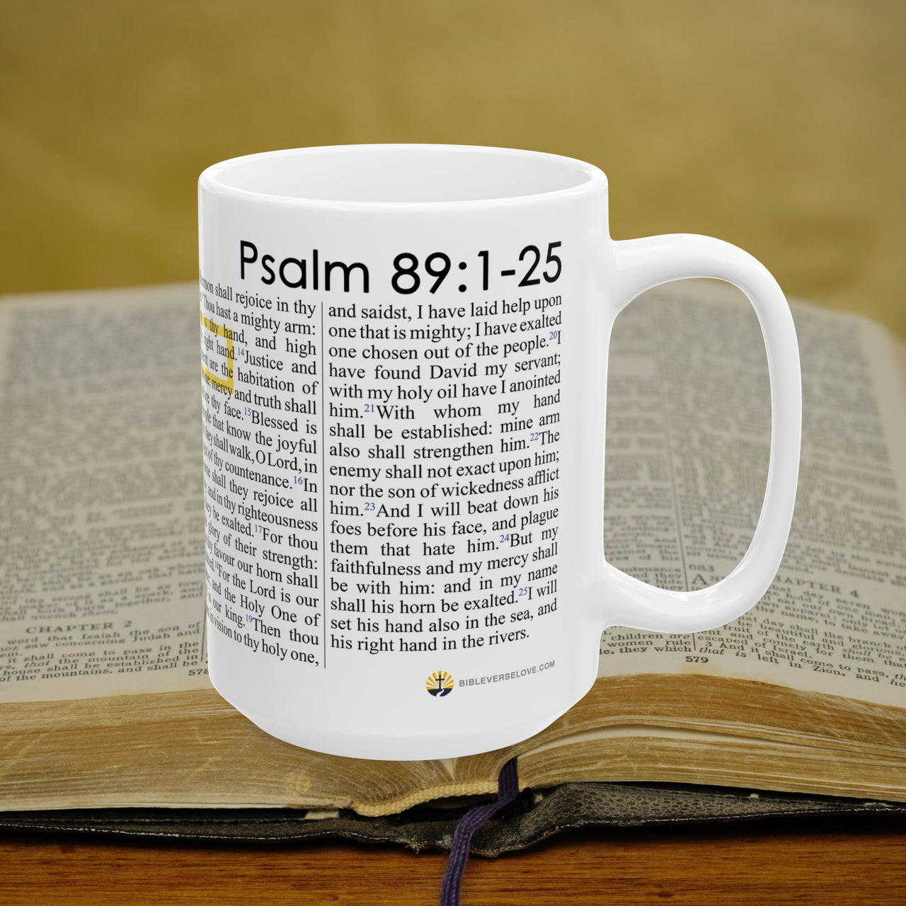 Psalm 89:1-25 Christian Coffee Mug - Full Text Bible Verse Gift - 15oz