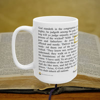 Psalm 82 Christian Coffee Mug - Full Text Bible Verse Gift - 15oz