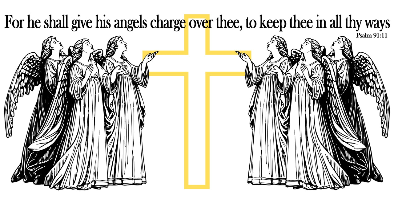 an image of two angels with a cross