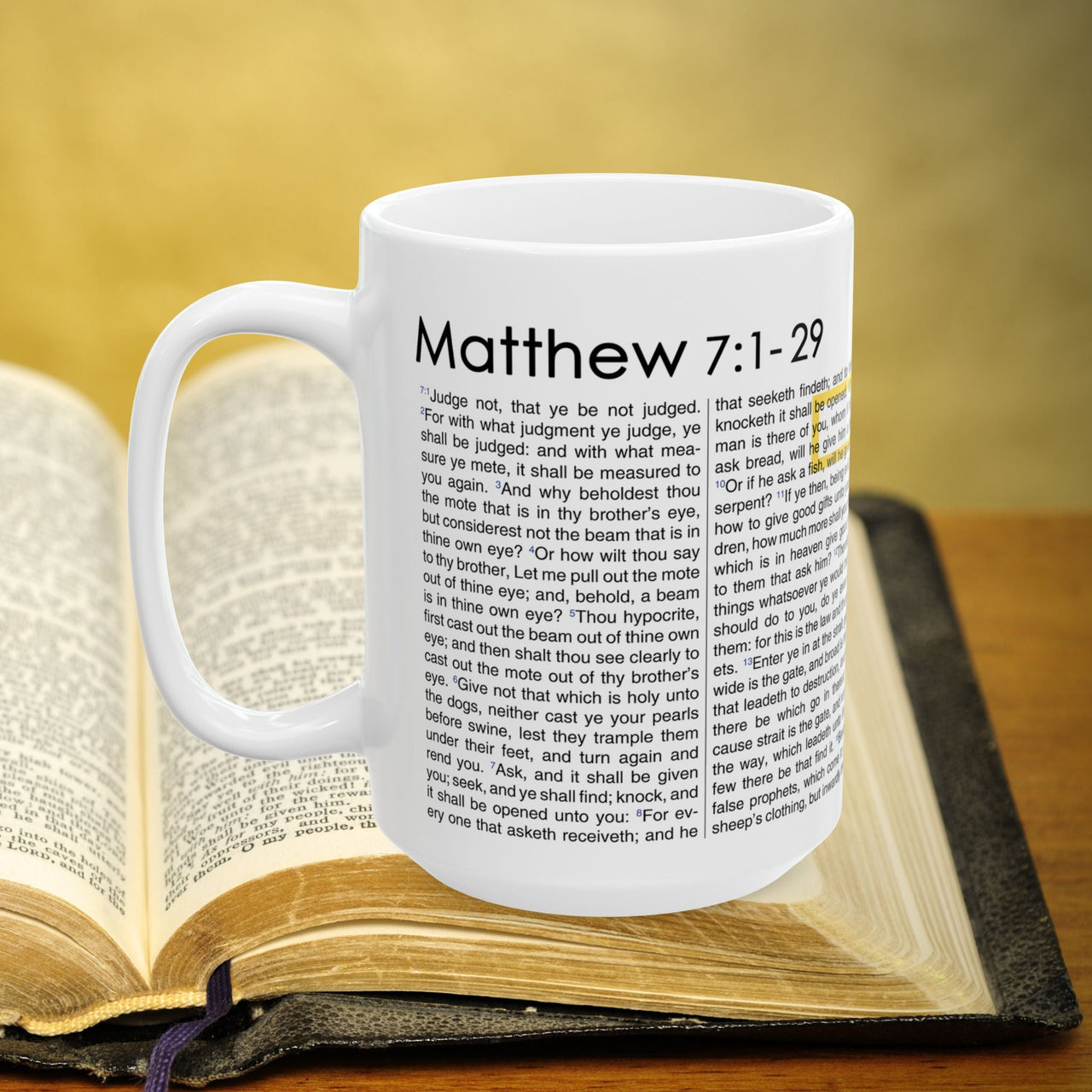 Matthew 7:1-29 Bible Verse Prayer 15oz Mug