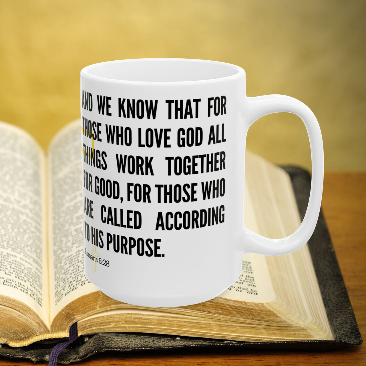 Romans 8:28 Bible Verse Prayer 15oz Mug