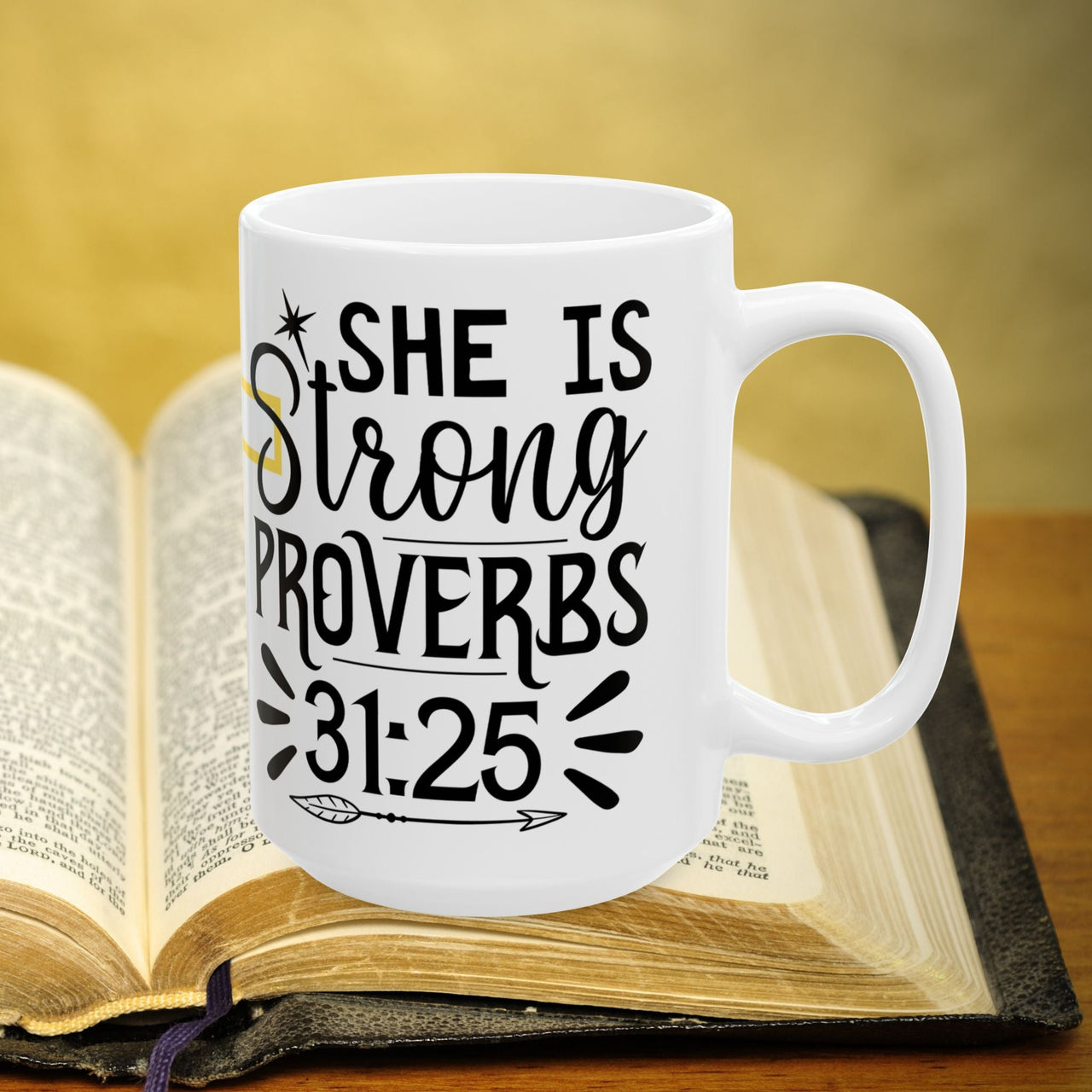 Proverbs 31:25 Bible Verse Prayer 15oz Mug