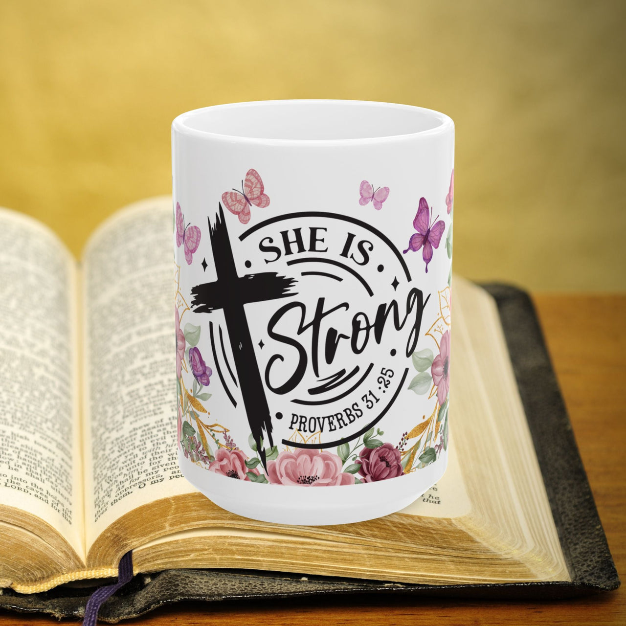 Proverbs 31:25 Bible Verse Prayer 15oz Mug