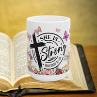 Thumbnail for Proverbs 31:25 Bible Verse Prayer 15oz Mug