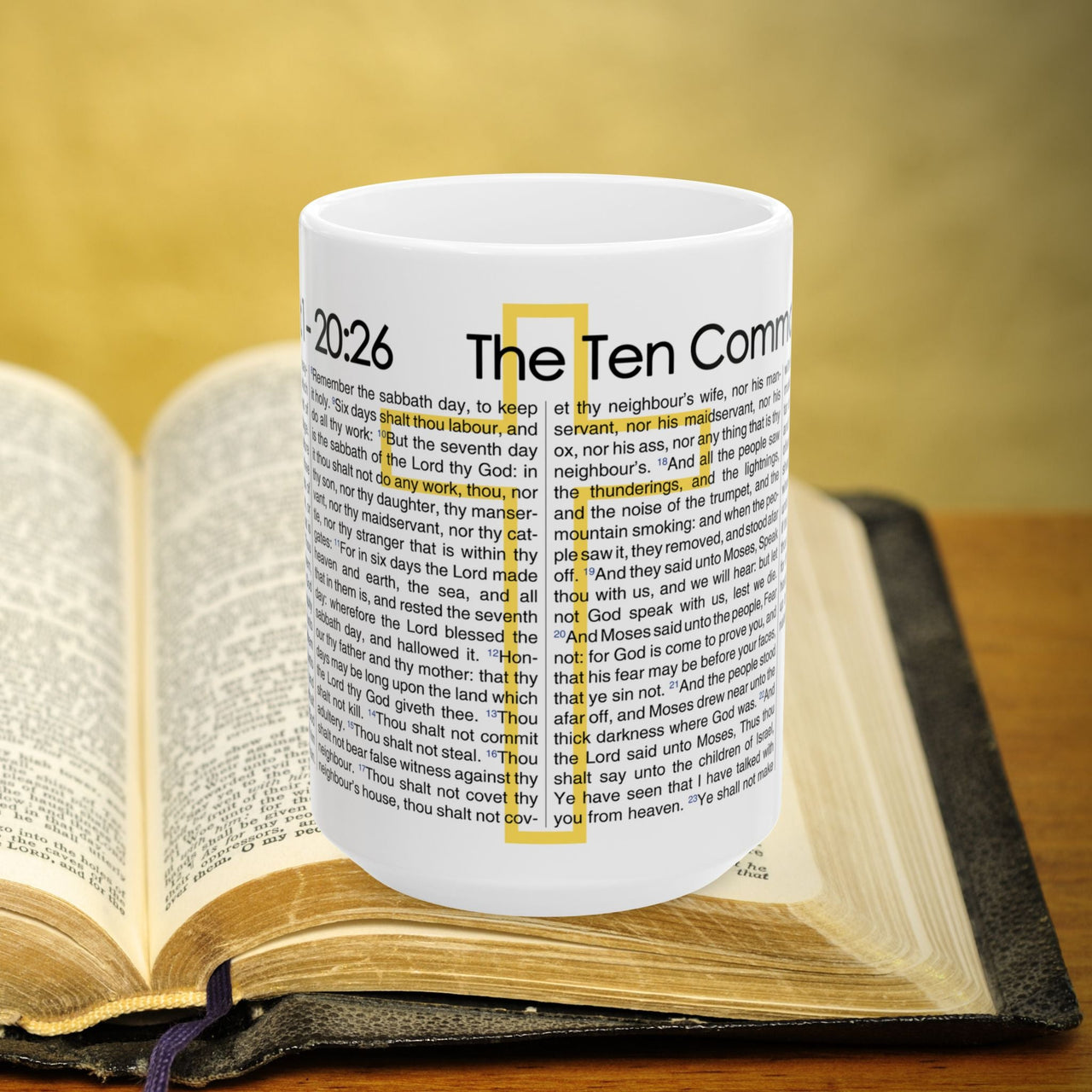 Exodus 20-1 - 20-26 (Ten Commandments) Bible Verse Full Text 15oz Coffee Mug