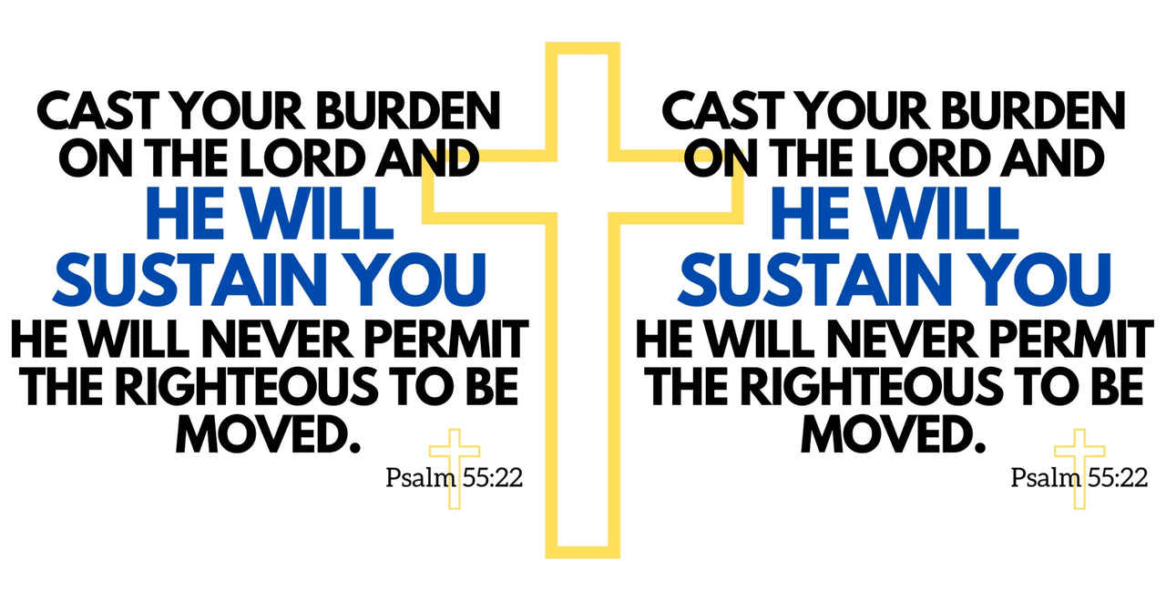 a cross with the words cast your burden on the lord and he will susan you