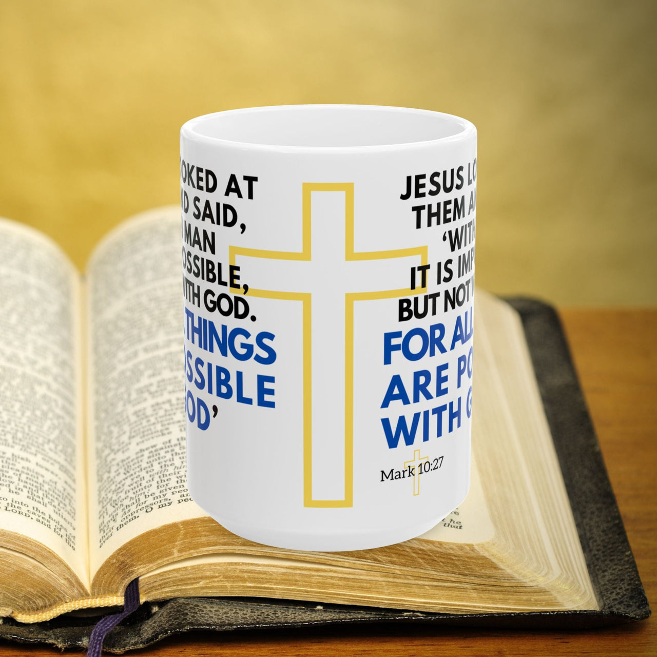 Mark 10:27 Bible Verse Prayer 15oz Mug