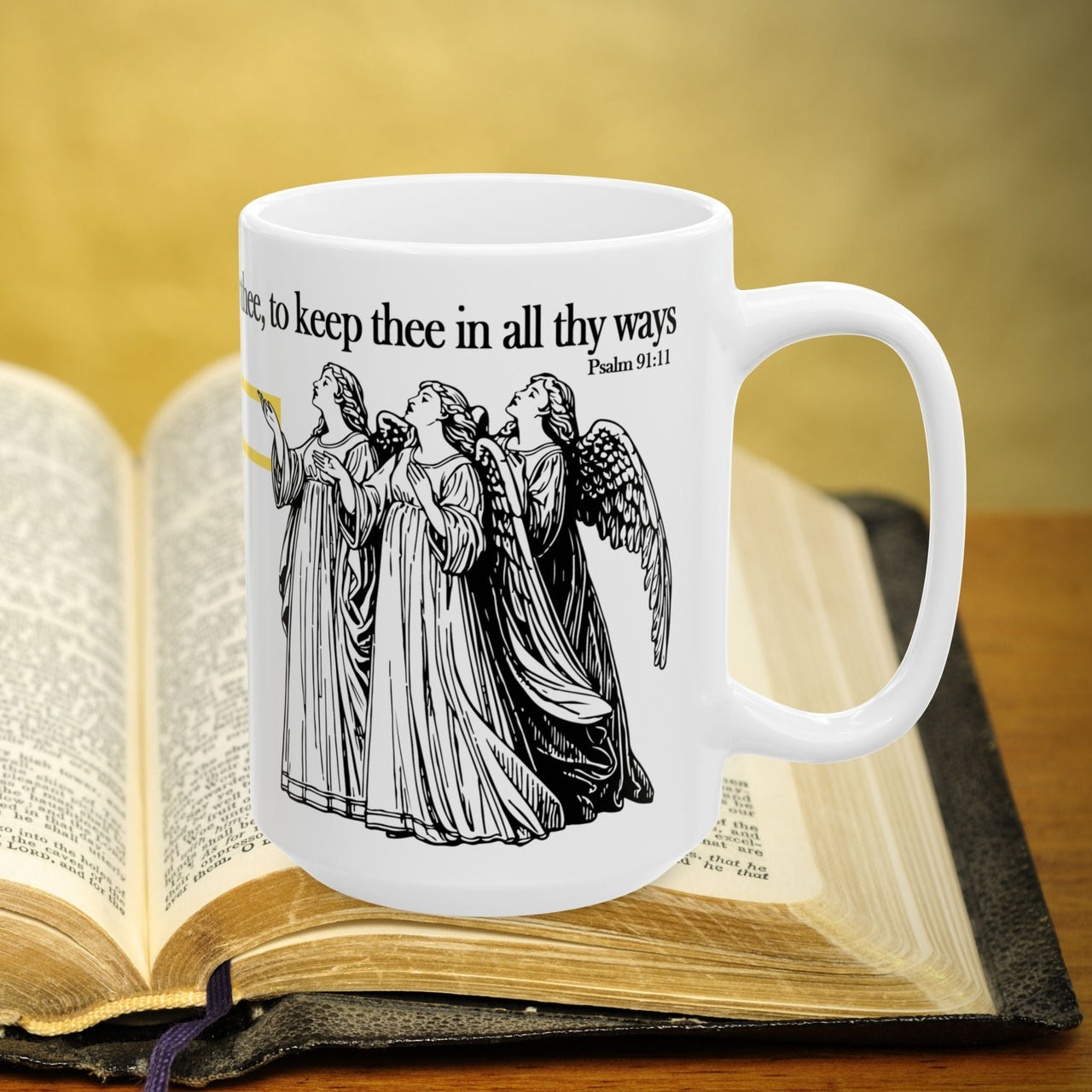 Psalm 91:11 With Angels 15oz Coffee Mug