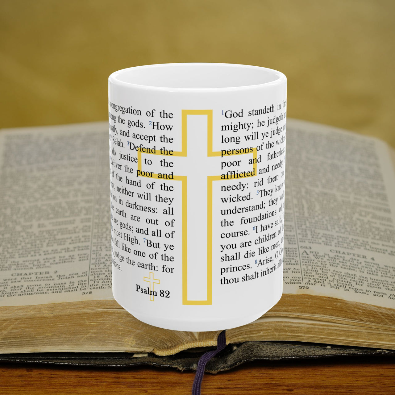 Psalm 82 Christian Coffee Mug - Full Text Bible Verse Gift - 15oz