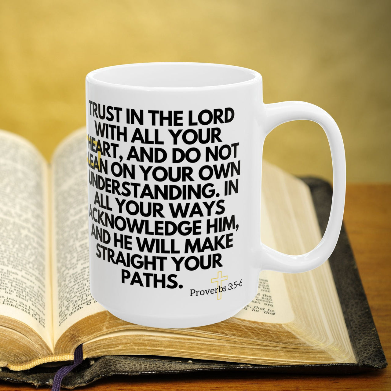 Proverbs 3:5-6 Bible Verse Prayer 15oz Mug