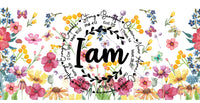 Thumbnail for a watercolor painting of flowers with the word i am in the center